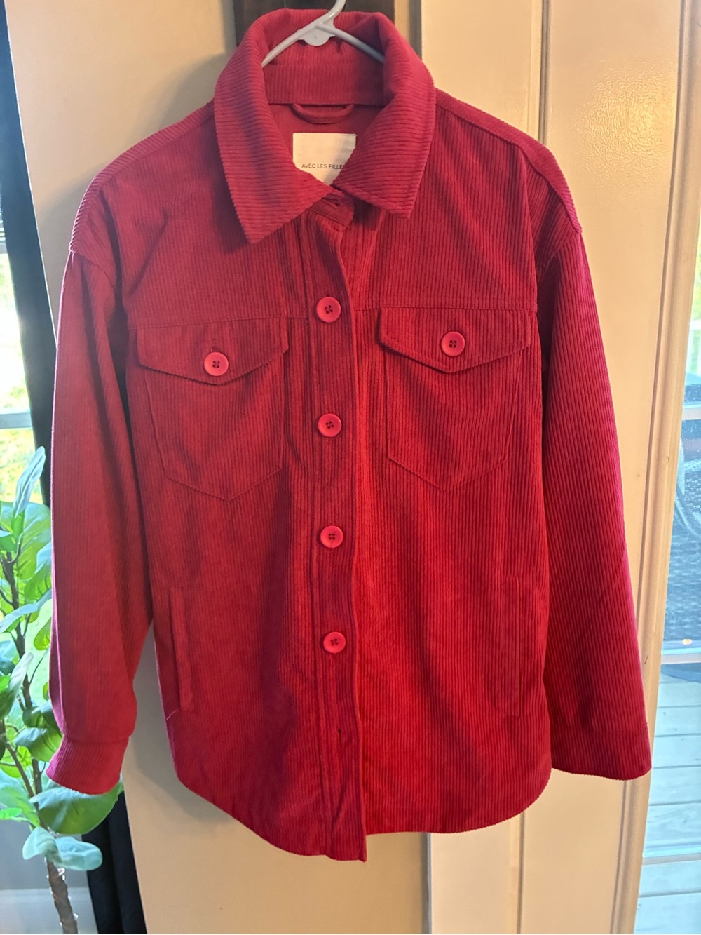 Kids Corduroy Button-Up Jacket - Red